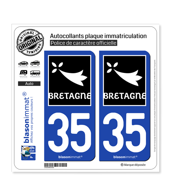 35 Bretagne - Région | Autocollant plaque immatriculation