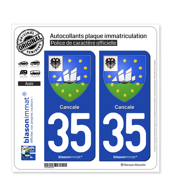 35 Cancale - Armoiries | Autocollant plaque immatriculation