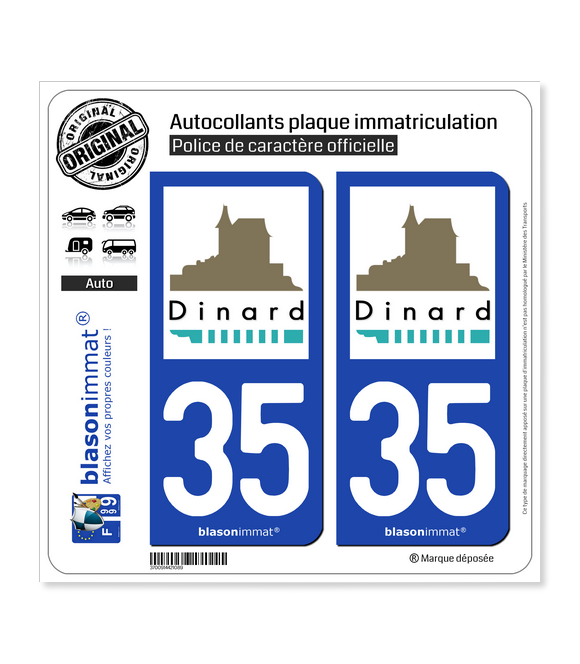 35 Dinard - Ville | Autocollant plaque immatriculation