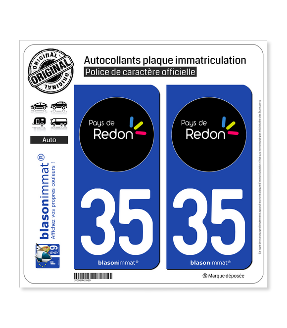 35 Redon - Tourisme | Autocollant plaque immatriculation
