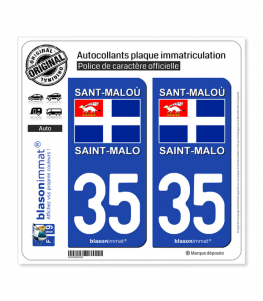 35 Saint-Malo - Drapeau | Autocollant plaque immatriculation