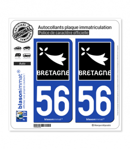 56 Bretagne - Région | Autocollant plaque immatriculation