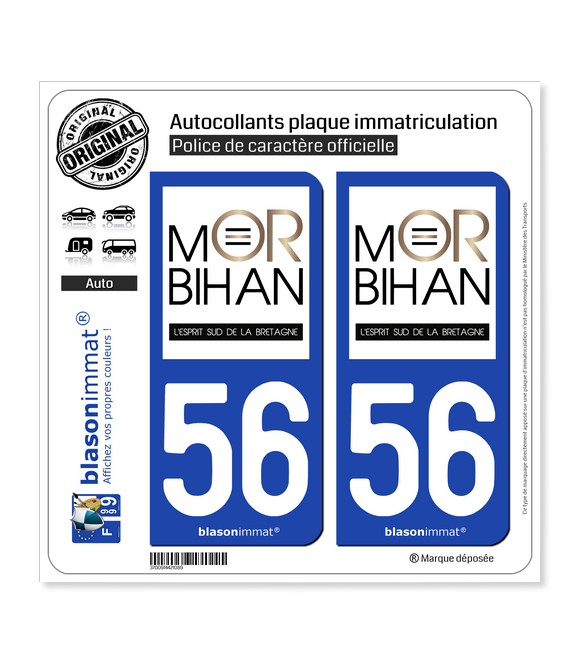 56 Morbihan - Tourisme | Autocollant plaque immatriculation