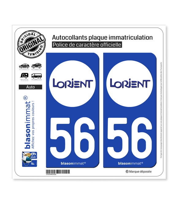 56 Lorient - Agglo | Autocollant plaque immatriculation