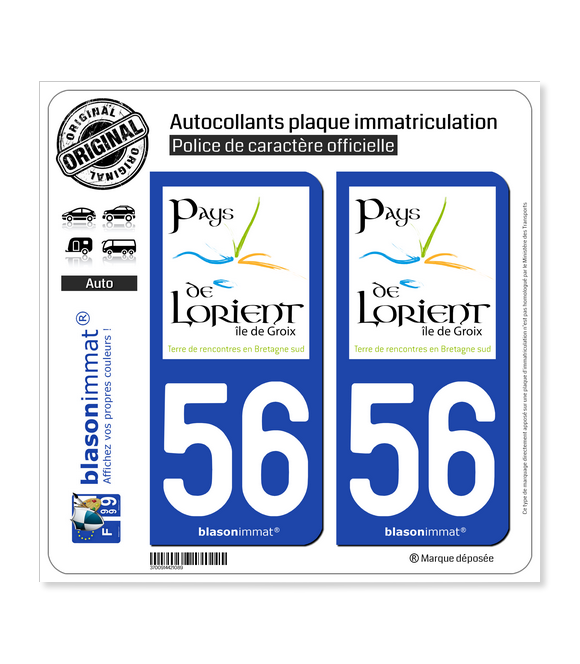 56 Lorient - Tourisme | Autocollant plaque immatriculation
