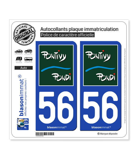 56 Pontivy - Ville | Autocollant plaque immatriculation