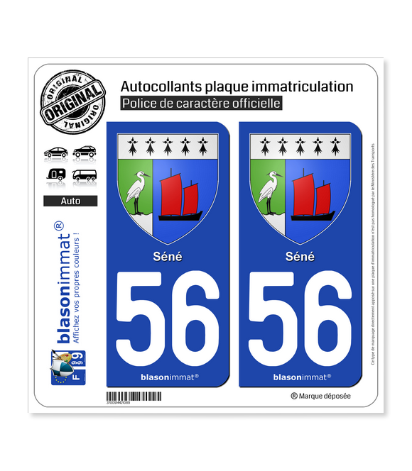 56 Séné - Armoiries | Autocollant plaque immatriculation
