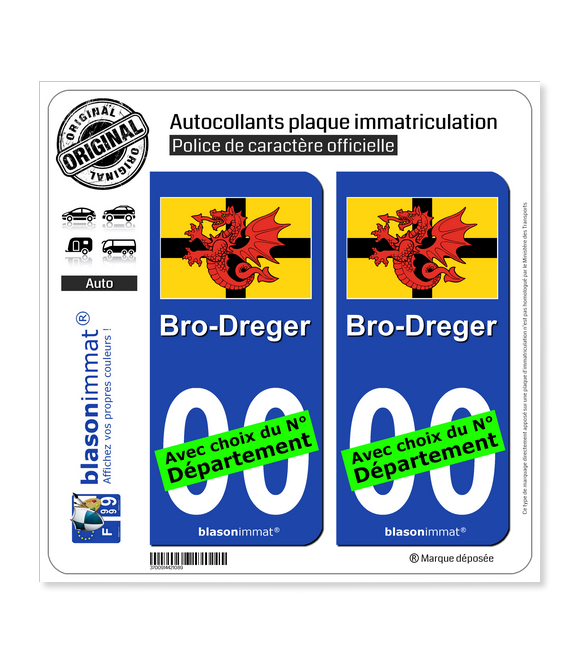 Trégor - Drapeau | Autocollant plaque immatriculation