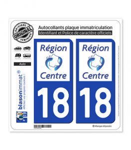 18 Centre-Val de Loire - LogoType | Autocollant plaque immatriculation