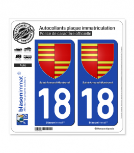 18 Saint-Amand-Montrond - Armoiries | Autocollant plaque immatriculation