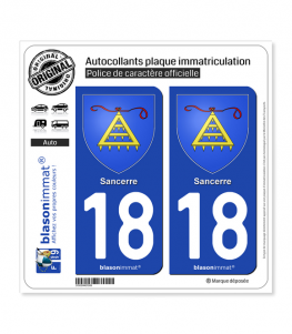 18 Sancerre - Armoiries | Autocollant plaque immatriculation