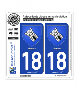 18 Vierzon - Armoiries | Autocollant plaque immatriculation