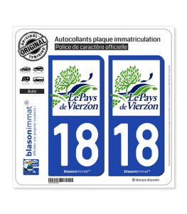 18 Vierzon - Pays | Autocollant plaque immatriculation