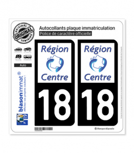 18 Centre-Val de Loire - LogoType | Autocollant plaque immatriculation