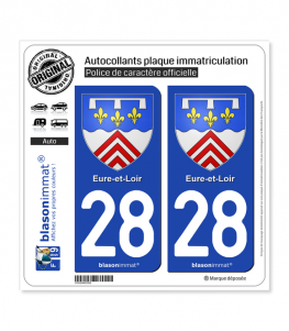 28 Eure-et-Loir - Armoiries | Autocollant plaque immatriculation
