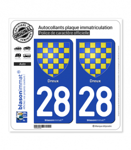 28 Dreux - Armoiries | Autocollant plaque immatriculation