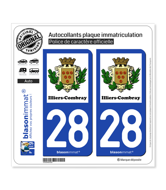 28 Illiers-Combray - Commune | Autocollant plaque immatriculation