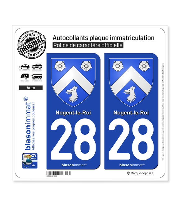 28 Nogent-le-Roi - Armoiries | Autocollant plaque immatriculation