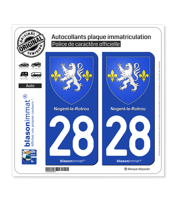 28 Nogent-le-Rotrou - Armoiries | Autocollant plaque immatriculation