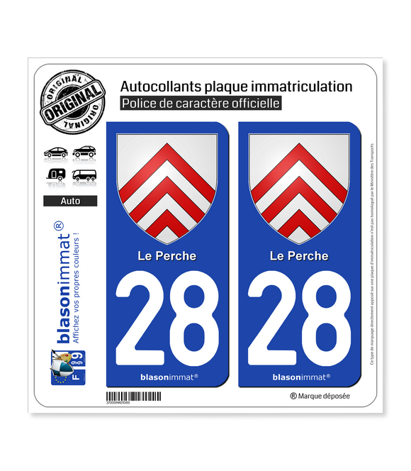 28 Perche - Armoiries | Autocollant plaque immatriculation