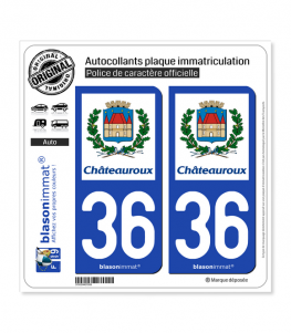 36 Châteauroux - Ville | Autocollant plaque immatriculation