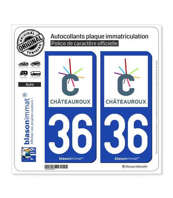 36 Châteauroux - Agglo | Autocollant plaque immatriculation