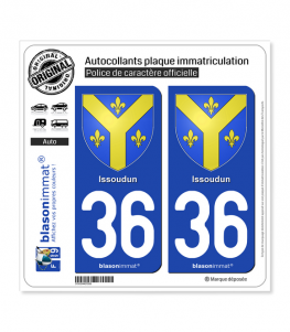 36 Issoudun - Armoiries | Autocollant plaque immatriculation