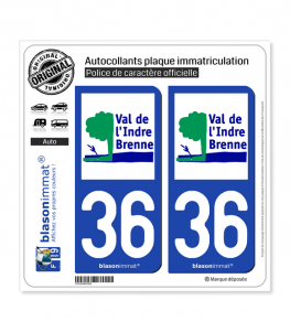 36 Val de l'Indre Brenne - Agglo | Autocollant plaque immatriculation