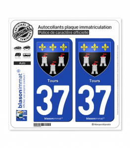 37 Tours - Armoiries | Autocollant plaque immatriculation