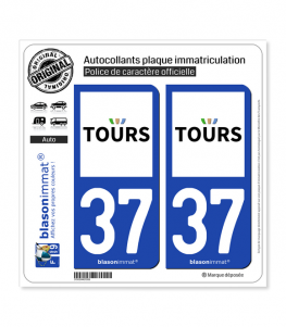 37 Tours - Ville | Autocollant plaque immatriculation