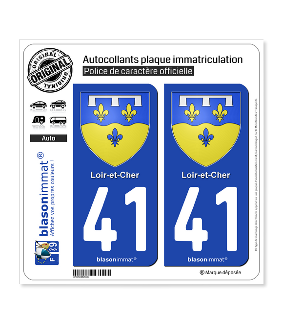 41 Loir-et-Cher - Armoiries | Autocollant plaque immatriculation