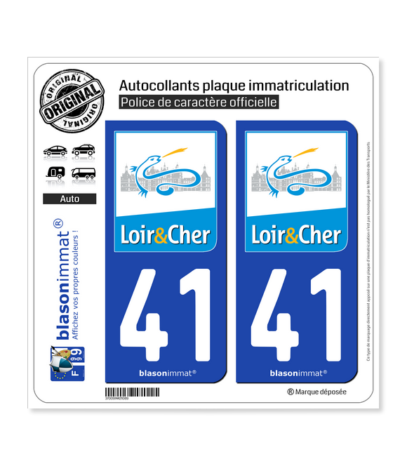 41 Loir-et-Cher - Département | Autocollant plaque immatriculation