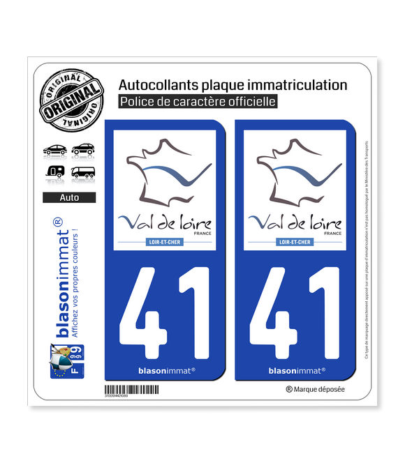 41 Loir-et-Cher - Tourisme | Autocollant plaque immatriculation