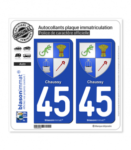 45 Chaussy - Armoiries | Autocollant plaque immatriculation