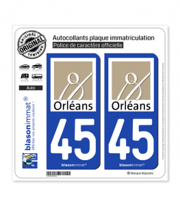 45 Orléans - Ville | Autocollant plaque immatriculation