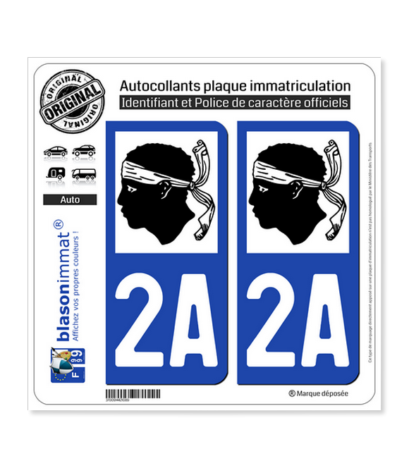 2A Corse - LogoType | Autocollant plaque immatriculation
