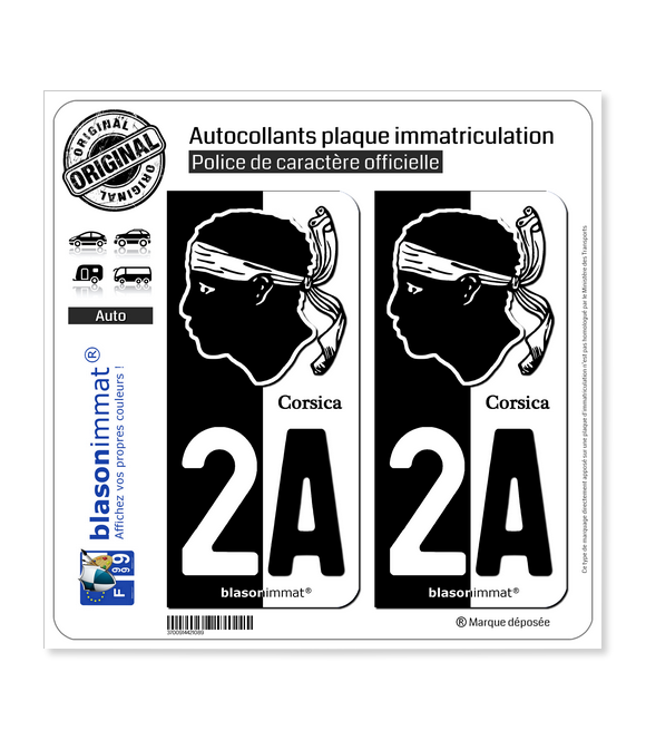 2A Corsica - Collector | Autocollant plaque immatriculation