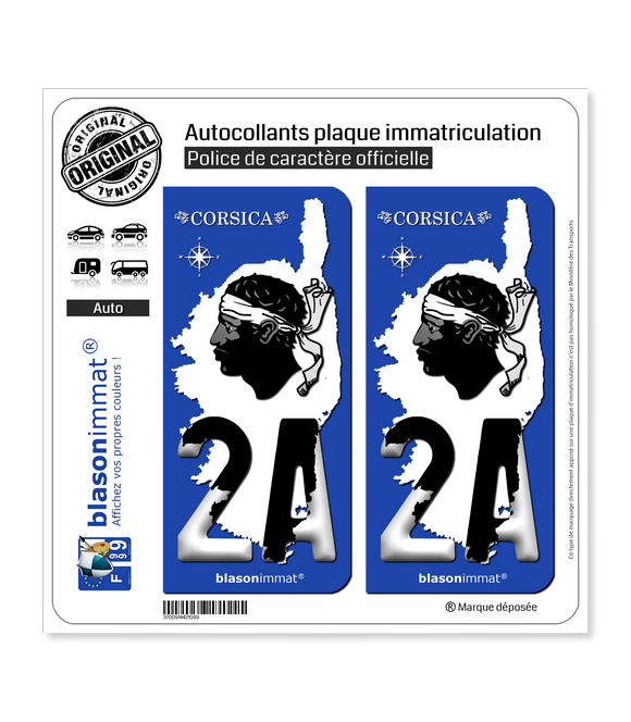 2A Corsica - Carte | Autocollant plaque immatriculation