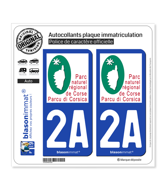 2A Corsica - Parc Naturel Régional | Autocollant plaque immatriculation