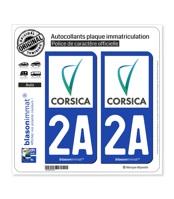 2A Corse - Collectivité Territoriale | Autocollant plaque immatriculation