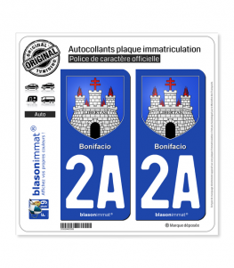 2A Bonifacio - Armoiries | Autocollant plaque immatriculation