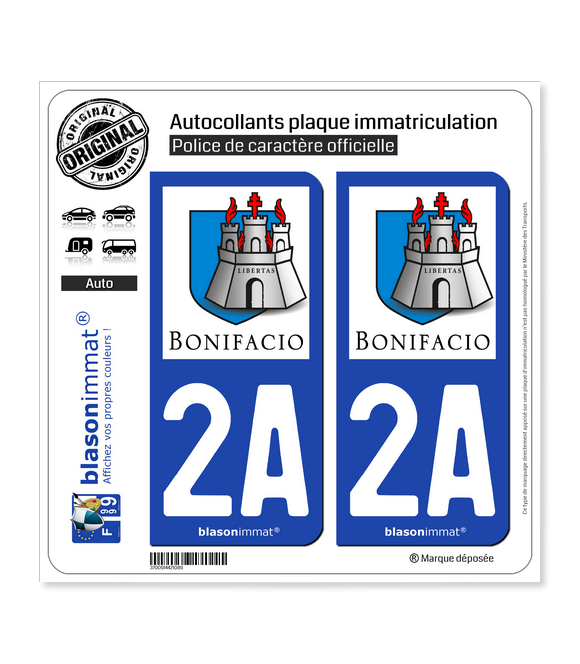2A Bonifacio - Citadelle | Autocollant plaque immatriculation