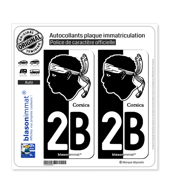 2B Corsica - Collector | Autocollant plaque immatriculation
