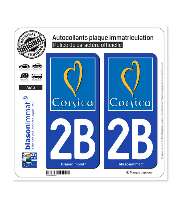 2B Corsica - Tourisme | Autocollant plaque immatriculation
