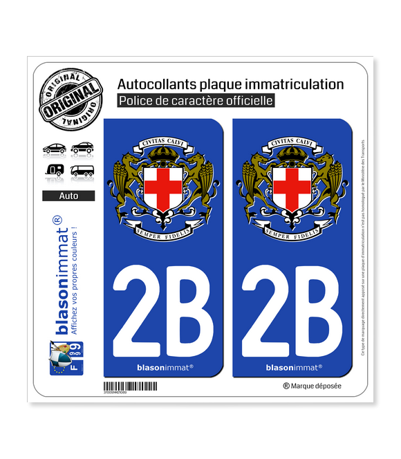 2B Calvi - Commune | Autocollant plaque immatriculation