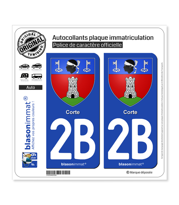 2B Corte - Armoiries | Autocollant plaque immatriculation