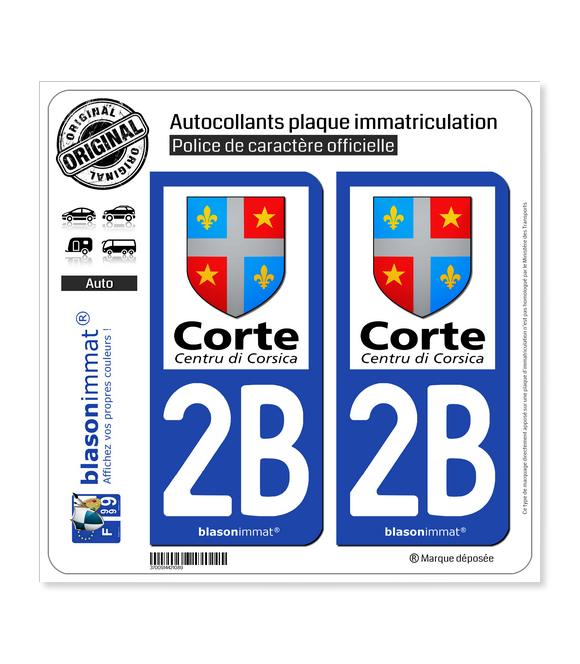 2B Corte - Ville | Autocollant plaque immatriculation