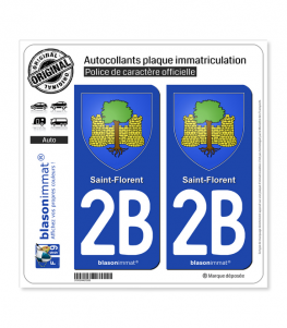 2B Saint-Florent - Armoiries | Autocollant plaque immatriculation