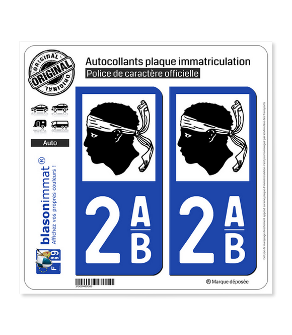 2AB Corse - LogoType | Autocollant plaque immatriculation