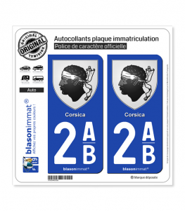 2AB Corsica - Armoiries | Autocollant plaque immatriculation